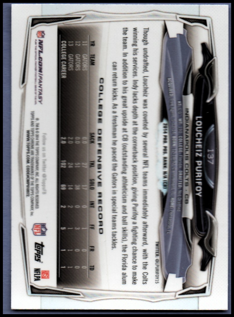 2014 Topps Chrome Football Part 1 Main Set Cards #1 to #220 - Picture 267 of 415