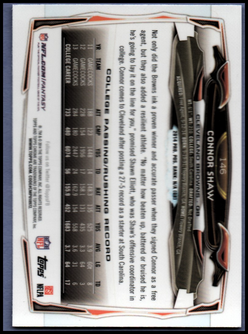 2014 Topps Chrome Football Part 1 Main Set Cards #1 to #220 - Picture 281 of 415