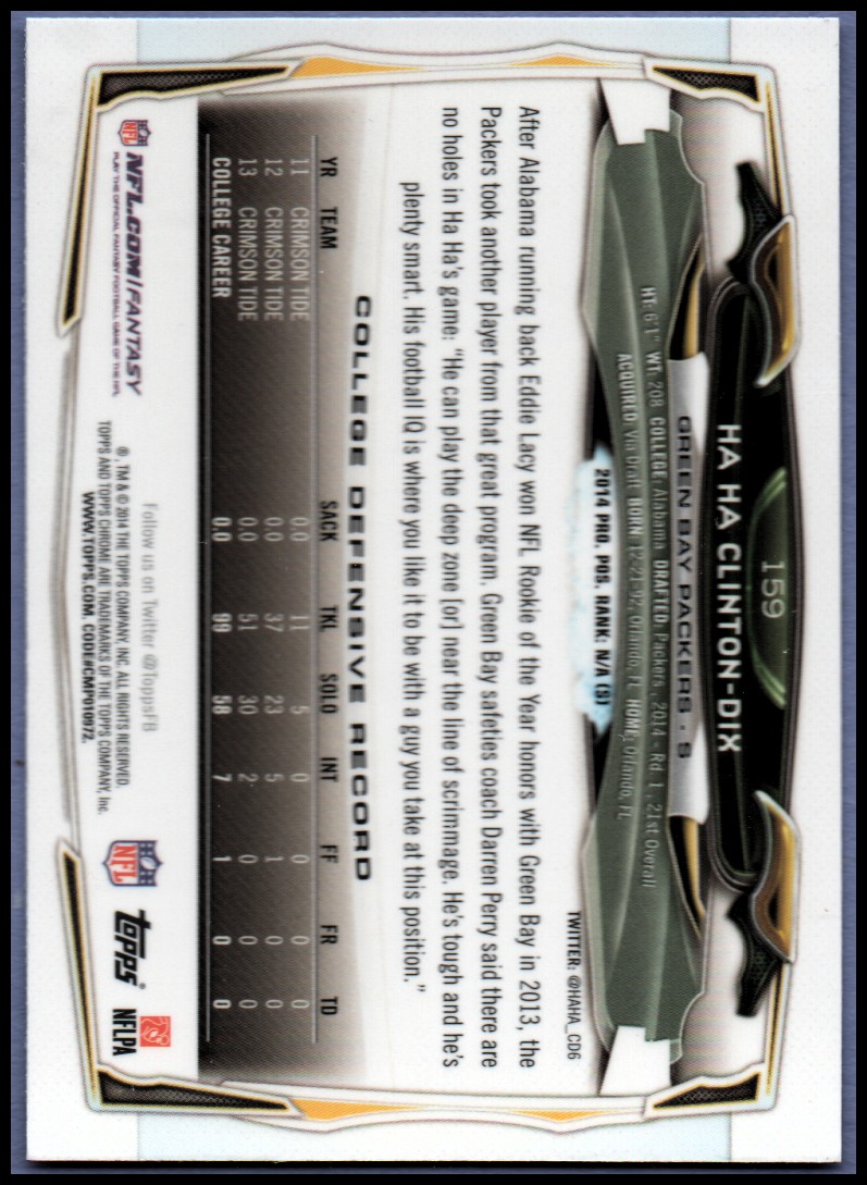 2014 Topps Chrome Football Part 1 Main Set Cards #1 to #220 - Picture 305 of 415