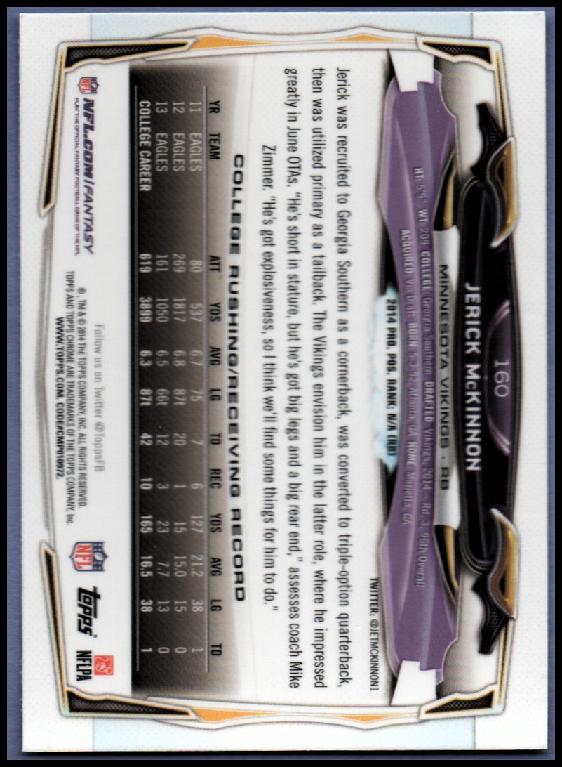 2014 Topps Chrome Football Part 1 Main Set Cards #1 to #220 - Picture 307 of 415