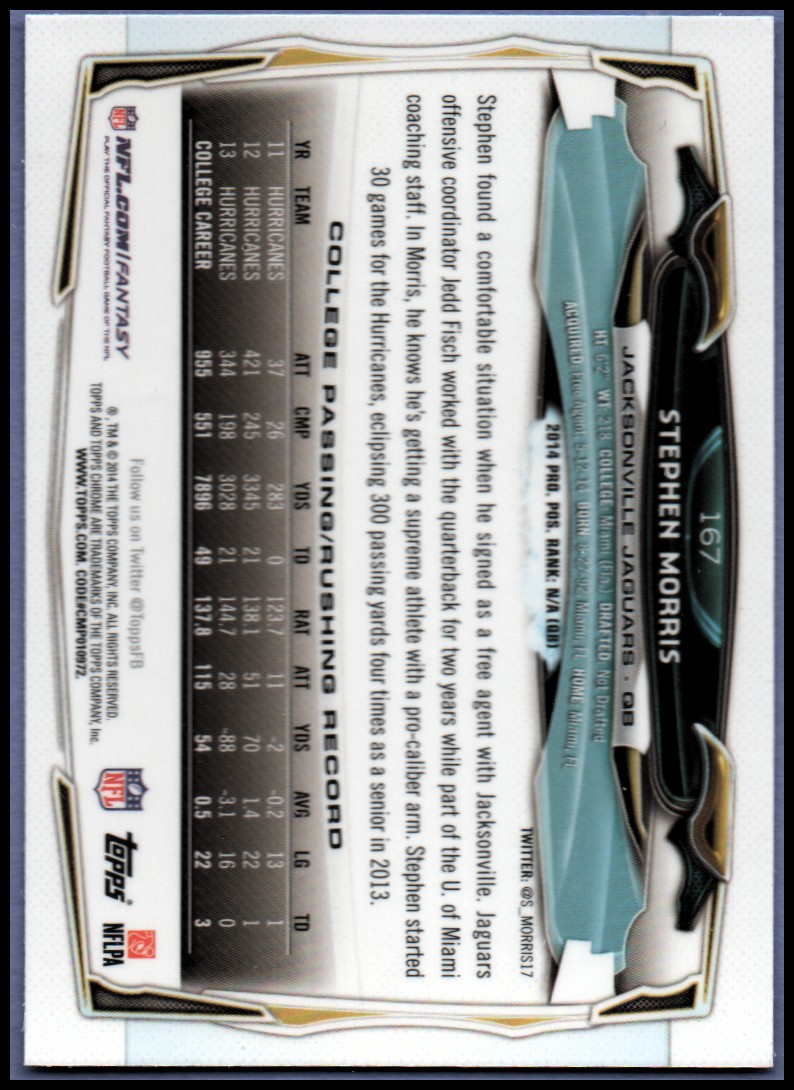 2014 Topps Chrome Football Part 1 Main Set Cards #1 to #220 - Picture 321 of 415