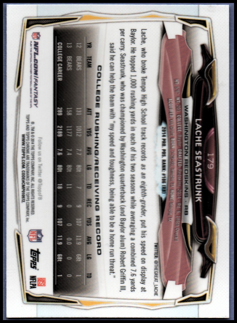 2014 Topps Chrome Football Part 1 Main Set Cards #1 to #220 - Picture 341 of 415