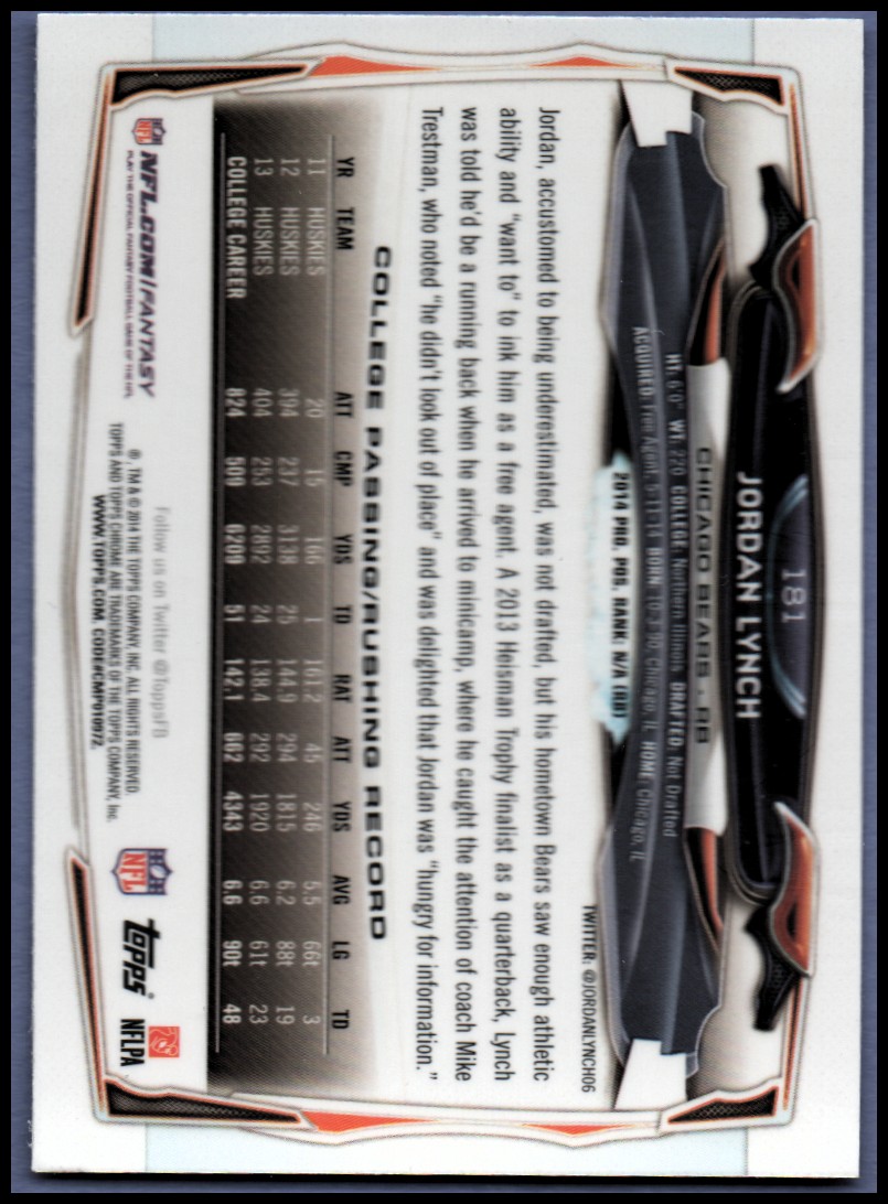 2014 Topps Chrome Football Part 1 Main Set Cards #1 to #220 - Picture 345 of 415