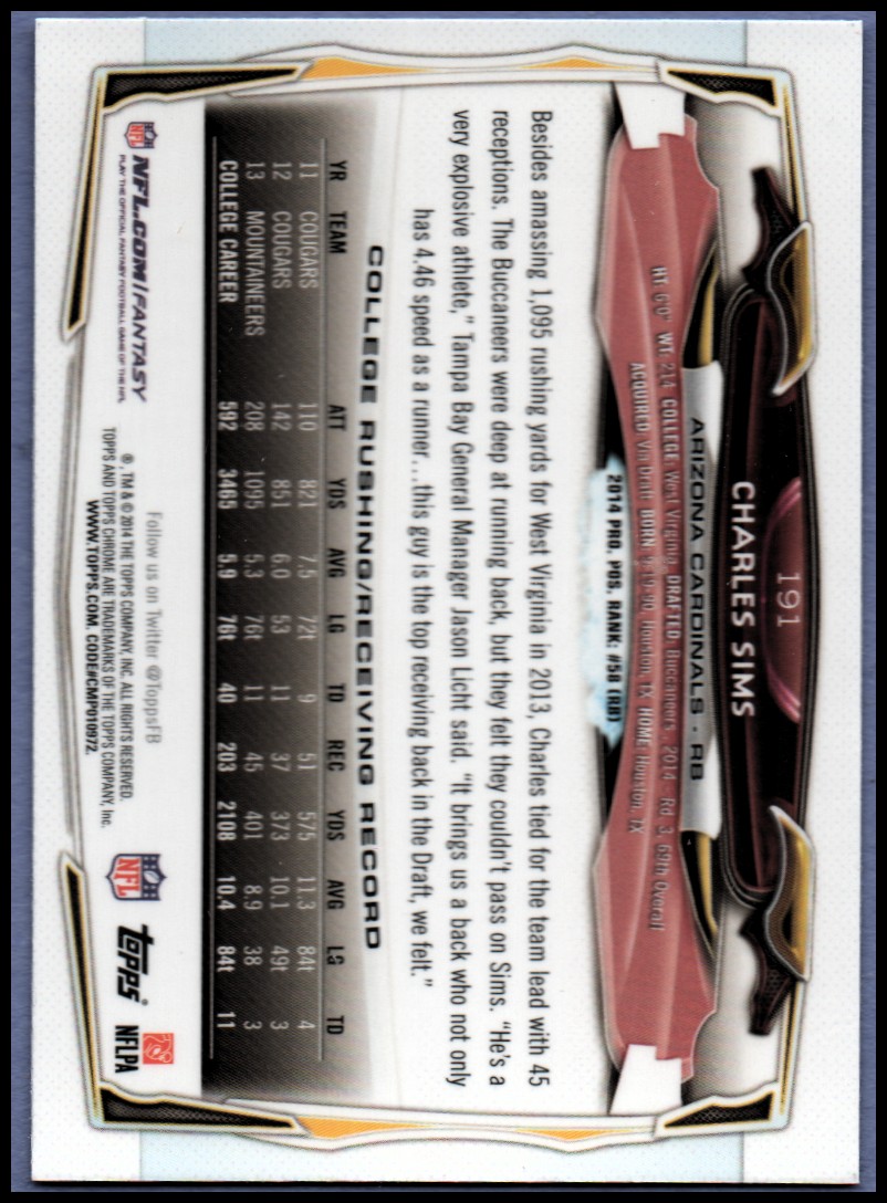 2014 Topps Chrome Football Part 1 Main Set Cards #1 to #220 - Picture 361 of 415
