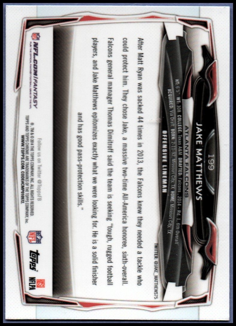 2014 Topps Chrome Football Part 1 Main Set Cards #1 to #220 - Picture 377 of 415