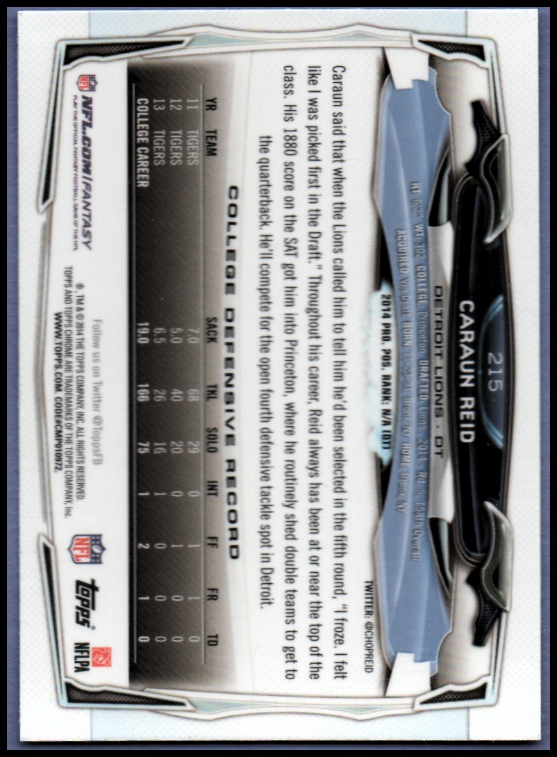 2014 Topps Chrome Football Part 1 Main Set Cards #1 to #220 - Picture 407 of 415