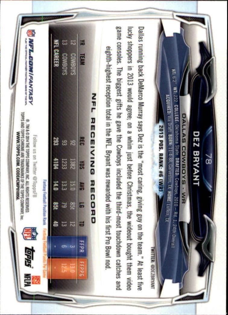 2014 Topps Chrome Football Part 2 Refractors Parallel Cards - Picture 170 of 233