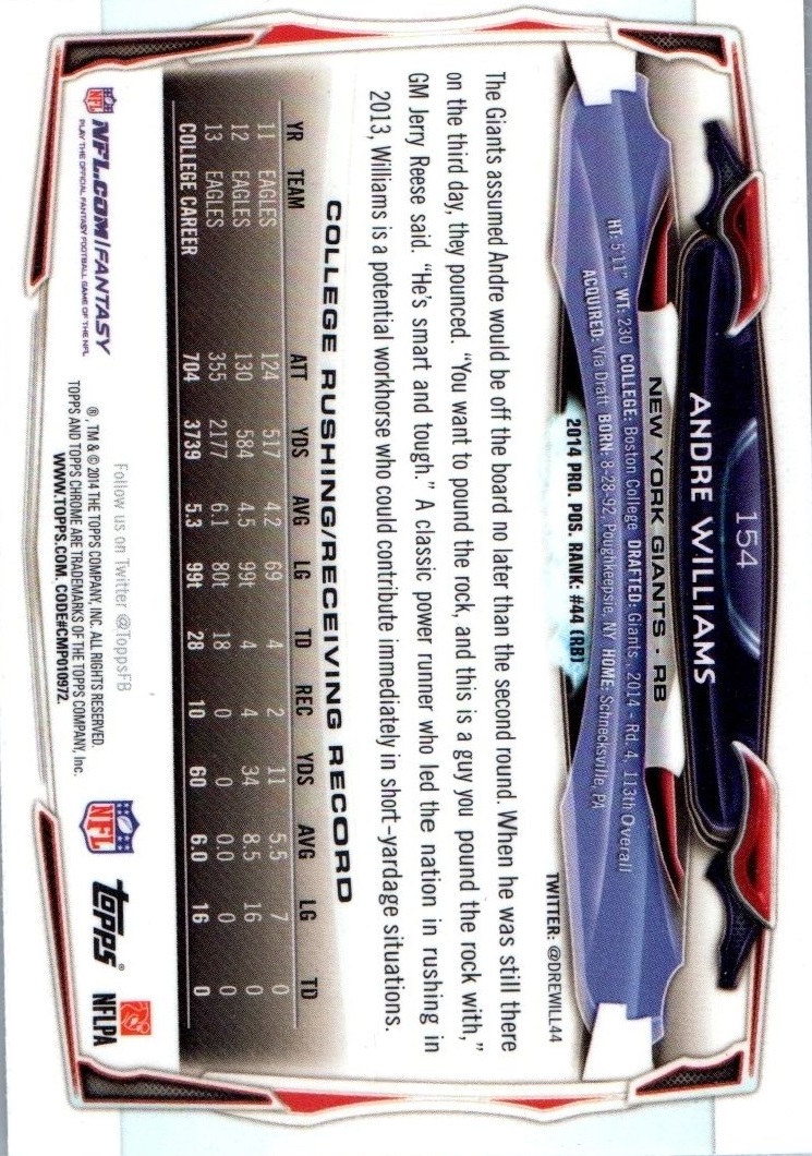 2014 Topps Chrome Football Part 2 Refractors Parallel Cards - Picture 210 of 233
