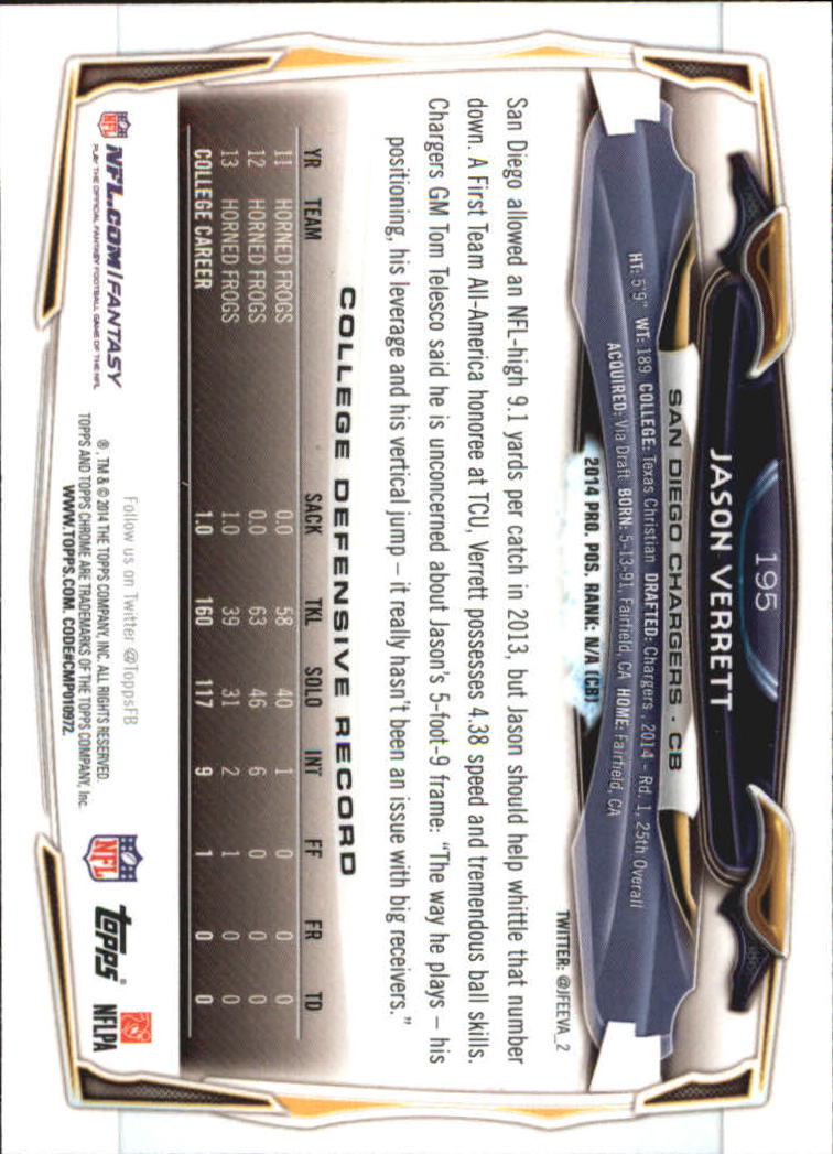 2014 Topps Chrome Football Part 2 Refractors Parallel Cards - Picture 18 of 233