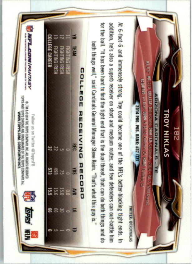 2014 Topps Chrome Football Part 2 Refractors Parallel Cards - Picture 106 of 233