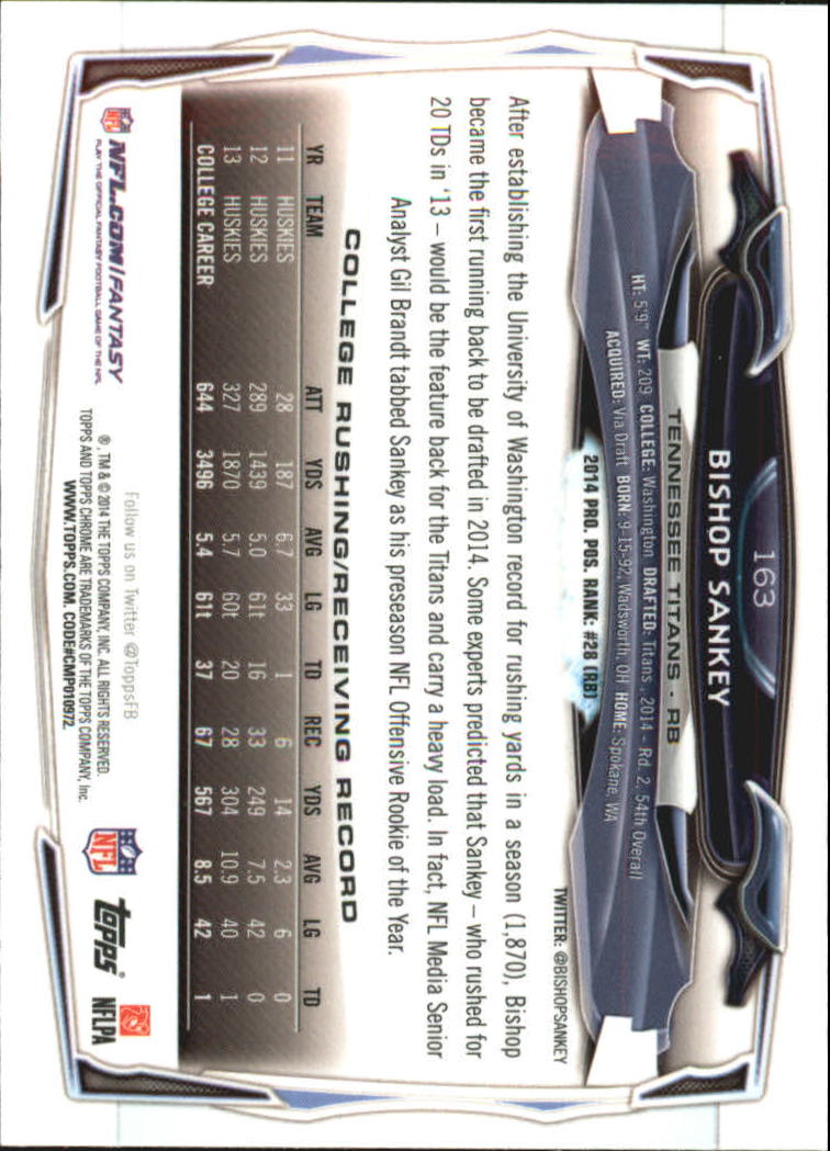 2014 Topps Chrome Football Part 2 Refractors Parallel Cards - Picture 76 of 233