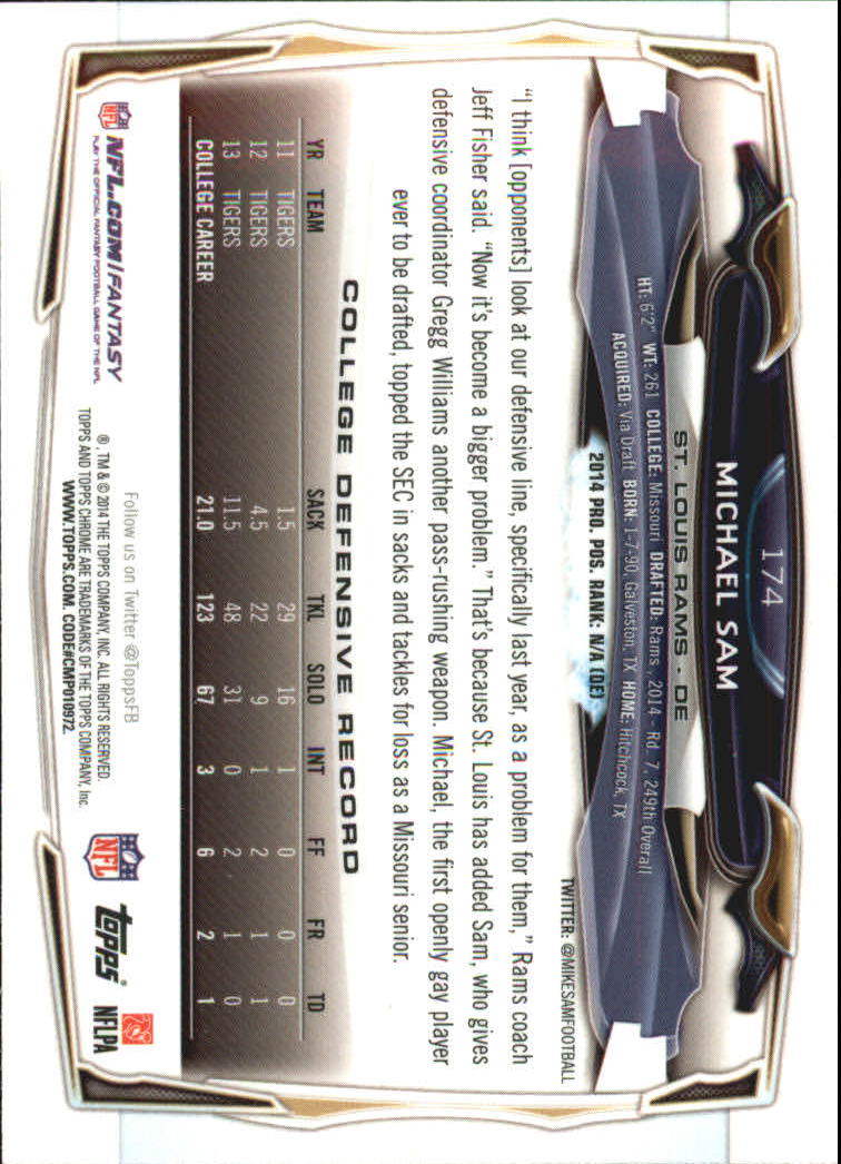 2014 Topps Chrome Football Part 2 Refractors Parallel Cards - Picture 78 of 233