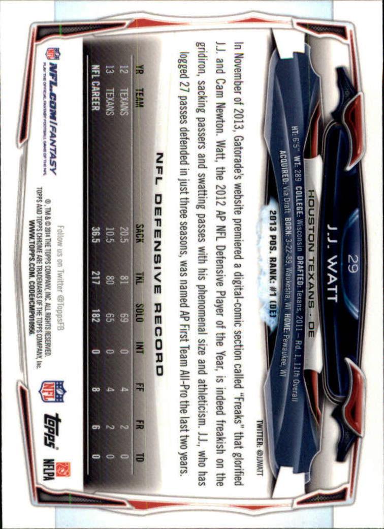 2014 Topps Chrome Football Part 2 Refractors Parallel Cards - Picture 46 of 233