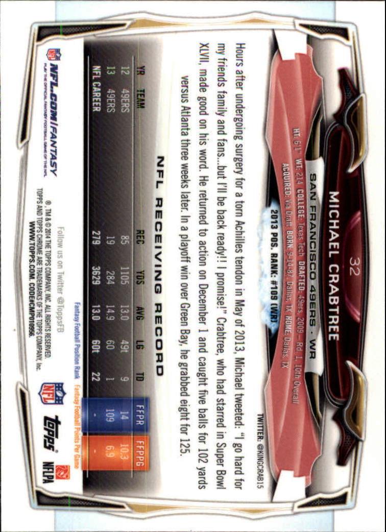 2014 Topps Chrome Football Part 2 Refractors Parallel Cards - Picture 48 of 233