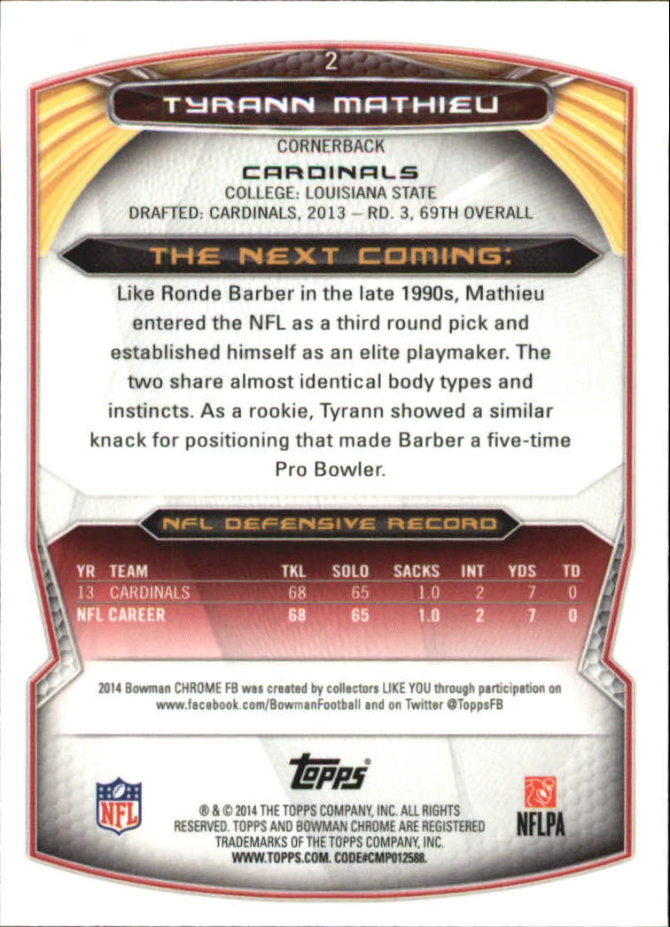 2014 Bowman Chrome Football Part 2 Parallel Refractors Cards - Picture 79 of 157