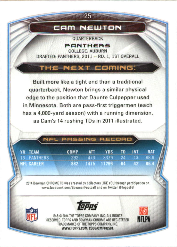 2014 Bowman Chrome Football Part 2 Parallel Refractors Cards - Picture 87 of 157
