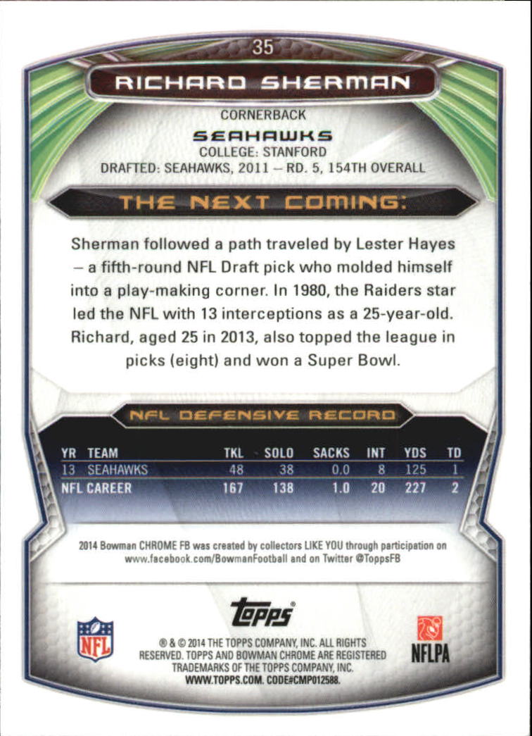 2014 Bowman Chrome Football Part 2 Parallel Refractors Cards - Picture 89 of 157