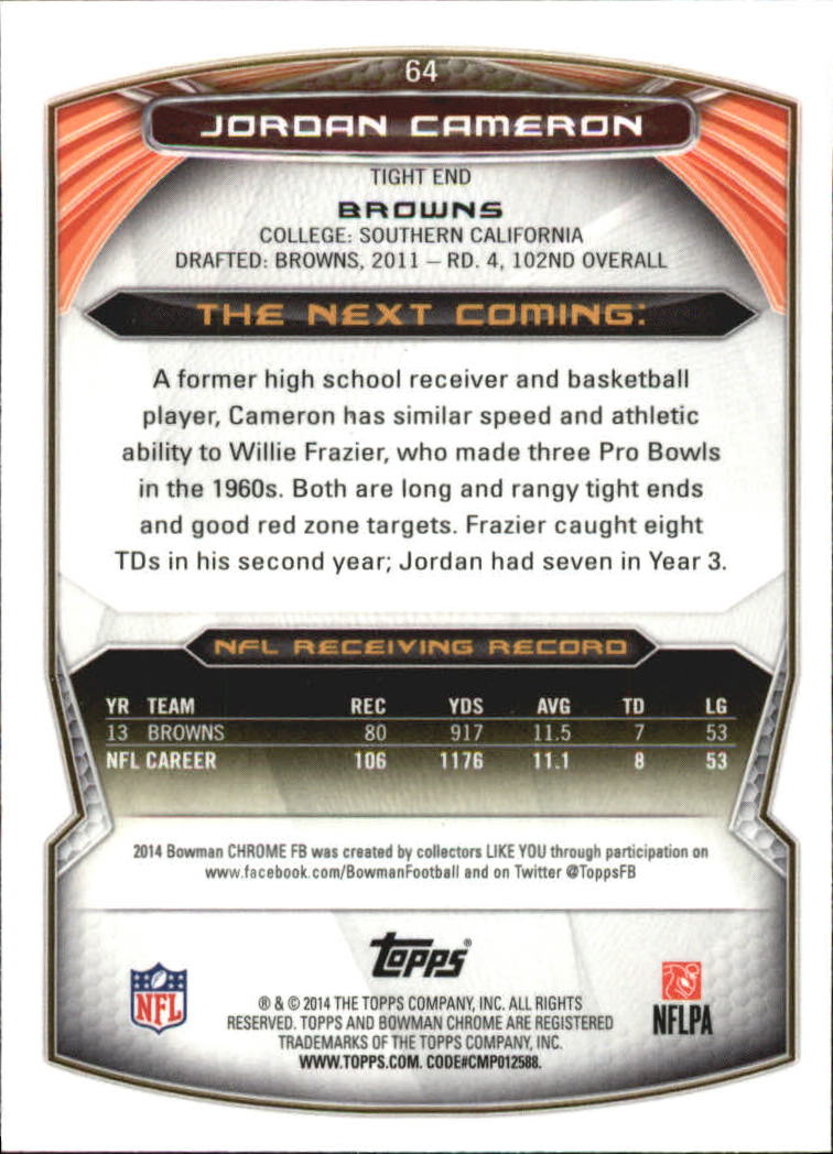 2014 Bowman Chrome Football Part 2 Parallel Refractors Cards - Picture 102 of 157