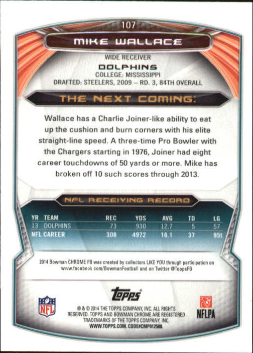 2014 Bowman Chrome Football Part 2 Parallel Refractors Cards - Picture 117 of 157
