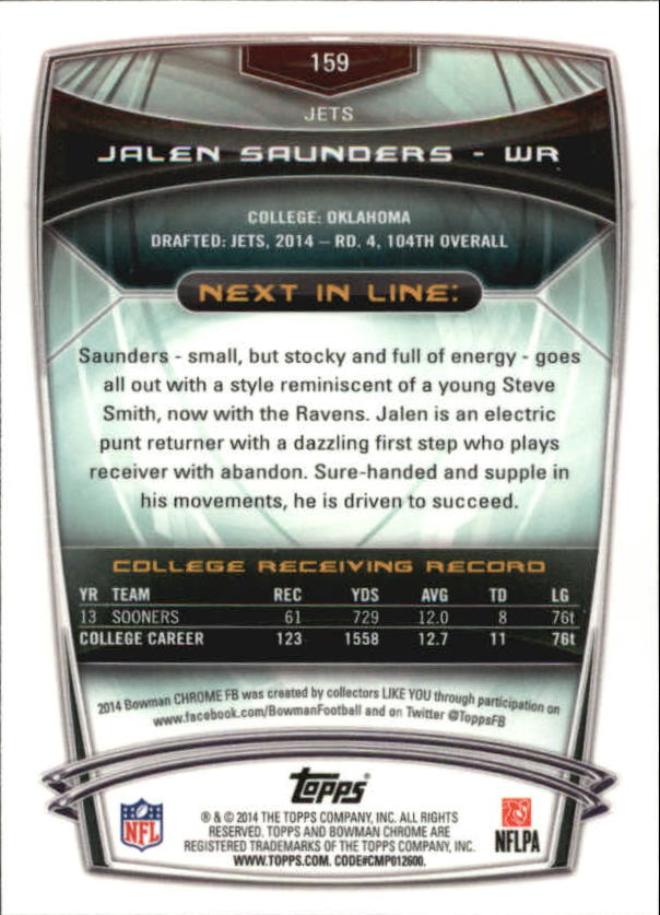 2014 Bowman Chrome Football Part 2 Parallel Refractors Cards - Picture 138 of 157