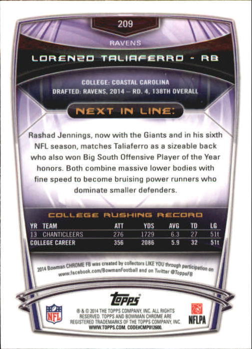 2014 Bowman Chrome Football Part 2 Parallel Refractors Cards - Picture 152 of 157