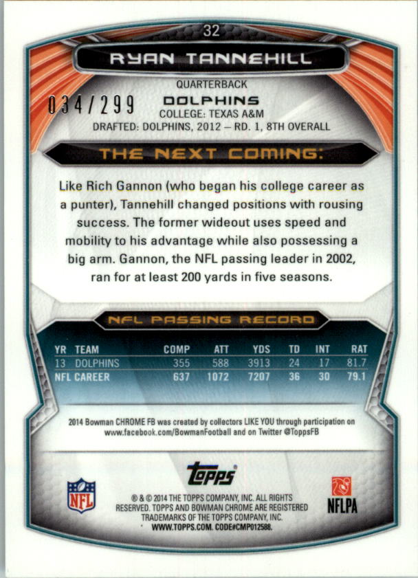 2014 Bowman Chrome Football Part 2 Parallel Refractors Cards - Picture 3 of 157