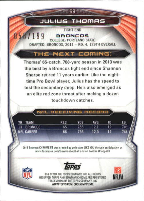 2014 Bowman Chrome Football Part 2 Parallel Refractors Cards - Picture 29 of 157