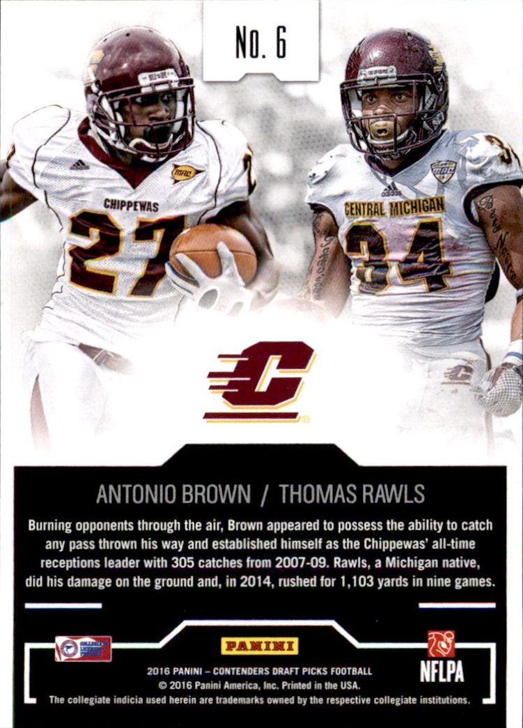 Thomas Rawls 2016 Panini Contender Draft Picks Central Michigan