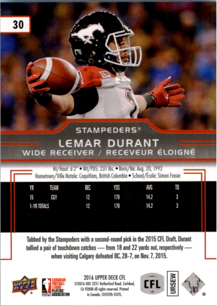 - You Pick Details about   2016 Upper Deck CFL Football Card #s 1-100 10+ FREE SHIP A5397