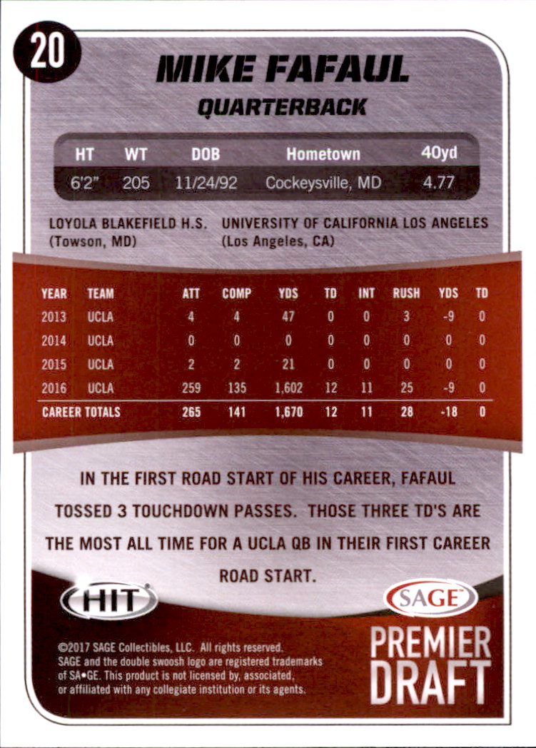 2017 SAGE HIT Premier Draft YOU PICK - Picture 25 of 149