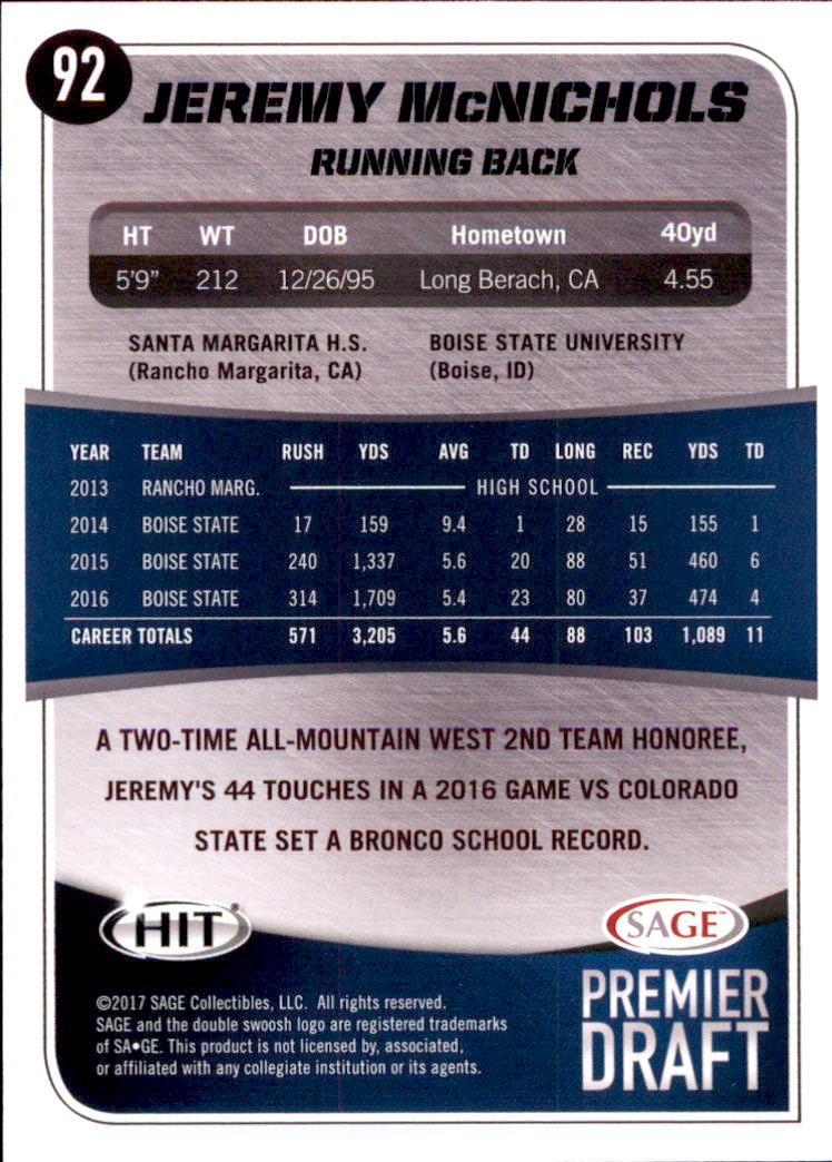 2017 SAGE HIT Premier Draft YOU PICK - Picture 115 of 149