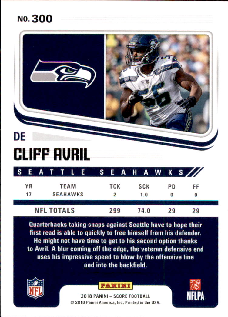 : 2018 Panini NFL Football #265 Cliff Avril Seattle