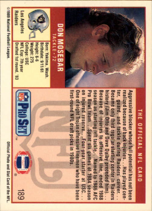 1989 Pro Set Football "Main Set" Cards #1 to #250 Rookies and Veterans - Picture 371 of 493