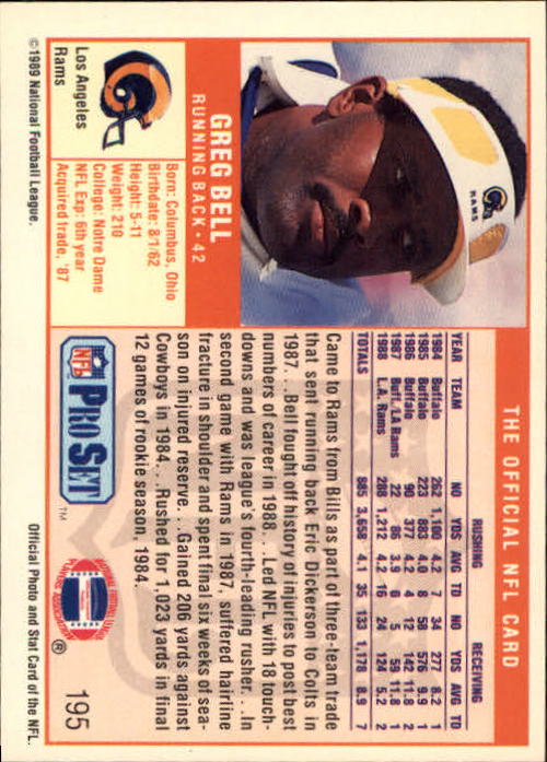 1989 Pro Set Football "Main Set" Cards #1 to #250 Rookies and Veterans - Picture 383 of 493