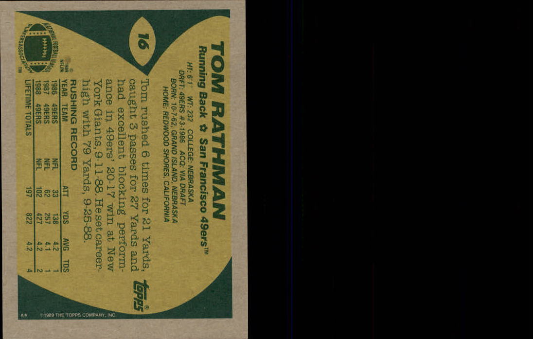 1989 Topps Football "Main Set" Cards #1 to #200 Rookies and Veterans - Picture 29 of 387