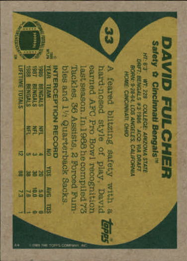 1989 Topps Football "Main Set" Cards #1 to #200 Rookies and Veterans - Picture 63 of 387