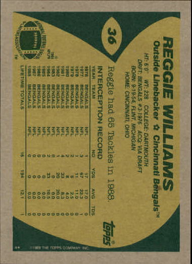 1989 Topps Football "Main Set" Cards #1 to #200 Rookies and Veterans - Picture 69 of 387