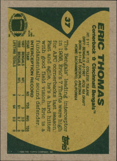 1989 Topps Football "Main Set" Cards #1 to #200 Rookies and Veterans - Picture 71 of 387