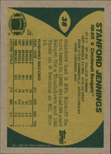 1989 Topps Football "Main Set" Cards #1 to #200 Rookies and Veterans - Picture 73 of 387