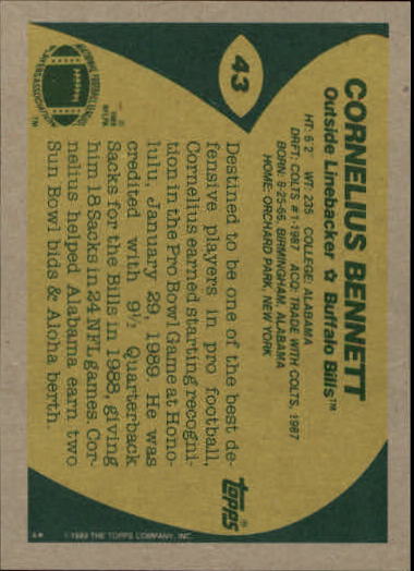 1989 Topps Football "Main Set" Cards #1 to #200 Rookies and Veterans - Picture 83 of 387