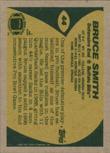 1989 Topps Football "Main Set" Cards #1 to #200 Rookies and Veterans - Picture 85 of 387