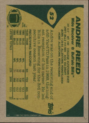 1989 Topps Football "Main Set" Cards #1 to #200 Rookies and Veterans - Picture 97 of 387