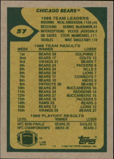 1989 Topps Football "Main Set" Cards #1 to #200 Rookies and Veterans - Picture 107 of 387