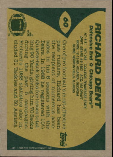 1989 Topps Football "Main Set" Cards #1 to #200 Rookies and Veterans - Picture 113 of 387
