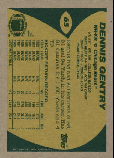 1989 Topps Football "Main Set" Cards #1 to #200 Rookies and Veterans - Picture 121 of 387