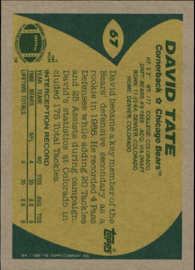 1989 Topps Football "Main Set" Cards #1 to #200 Rookies and Veterans - Picture 125 of 387