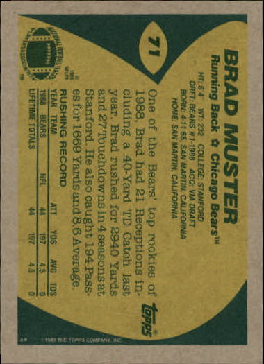 1989 Topps Football "Main Set" Cards #1 to #200 Rookies and Veterans - Picture 133 of 387
