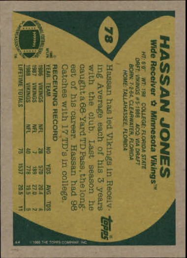 1989 Topps Football "Main Set" Cards #1 to #200 Rookies and Veterans - Picture 147 of 387