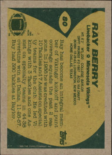 1989 Topps Football "Main Set" Cards #1 to #200 Rookies and Veterans - Picture 151 of 387