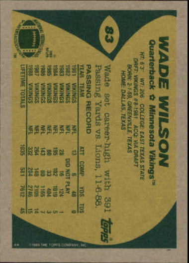 1989 Topps Football "Main Set" Cards #1 to #200 Rookies and Veterans - Picture 157 of 387